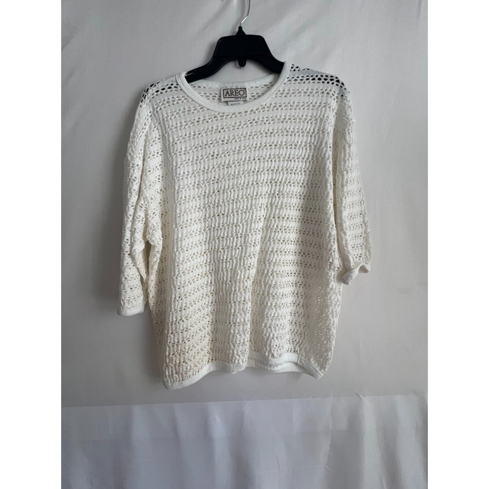Vintage Areo Crochet Shirt Women One Size Festival Resort Cover up Cottage Beach